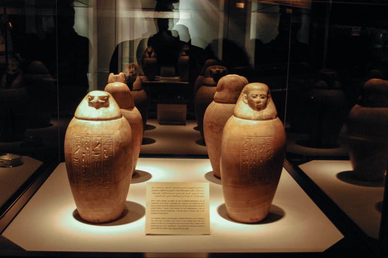 Canopic jars at the Mummification Museum, Luxor