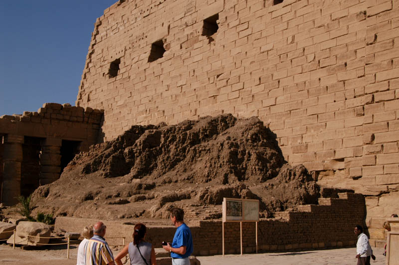 Remains of a mudbrick wall inside the unfinished pylon, Karnak
