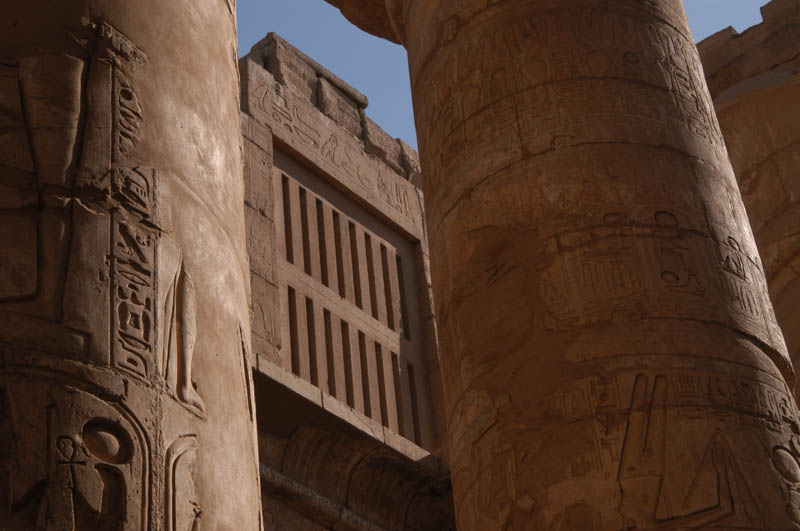 Original lights and grates, hypostile hall of Karnak