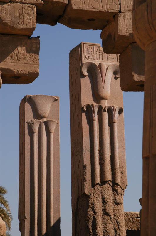Lotus relief pillars (from Thutmose III) at Karnak