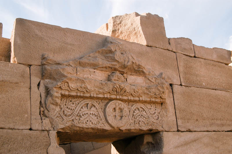 Modern coptic carvings in the reused blocks