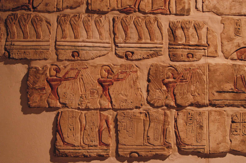 Pieces of a relief from Amarna at the Luxor Museum