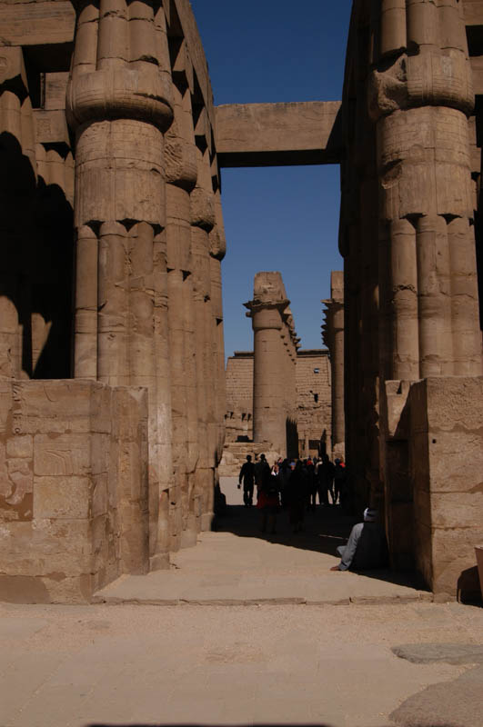 Hypostyle hall, view to the courtyard of Amenophus, at temple of Luxor