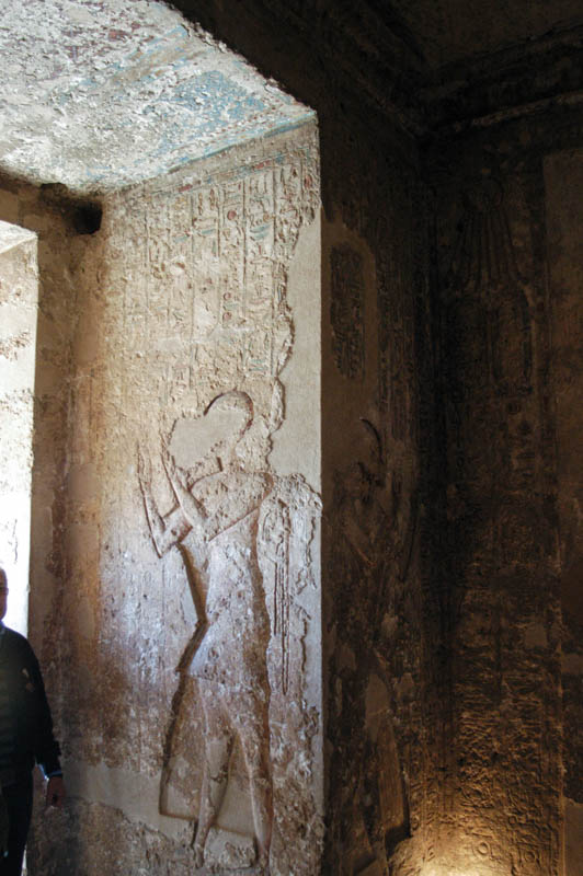 Defaced carving of Akhenaten in the doorway