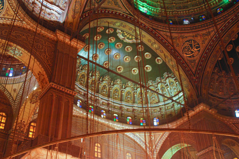 The colorful domes of the Alabaster Mosque
