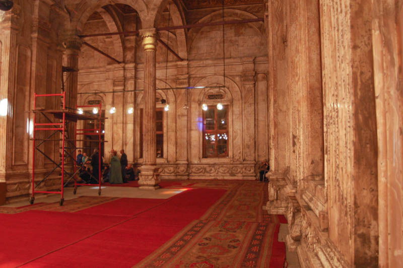 The main hall of the Alabaster Mosque, with fitted carpets