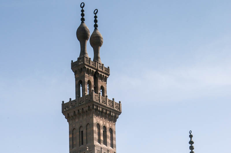 The interesting dual-finial minaret