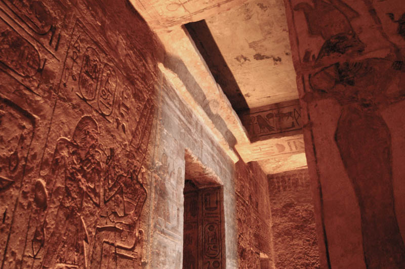 the richly decorated walls and ceiling of the vestibule