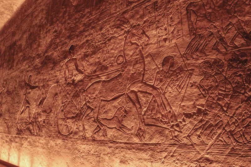 Chariot scenes of the Egyptians attacking the hittites at Qadesh