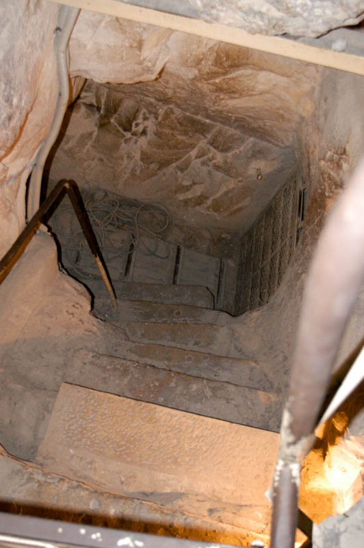 Staircase down into the underground burial chamber, closed
