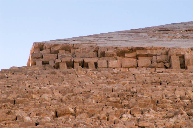 Casing stones on the top fo the second pyramid, still intact
