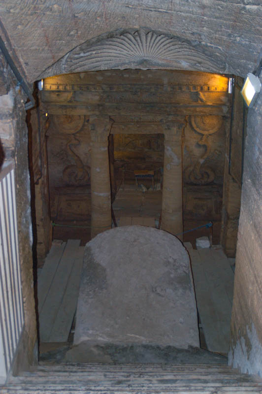 staircase leading down to the private tombs