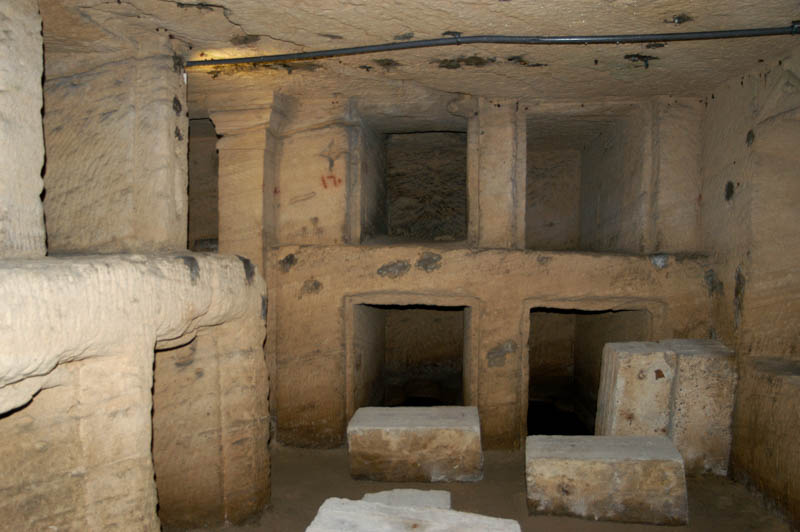 shelf-tombs in the catacombs