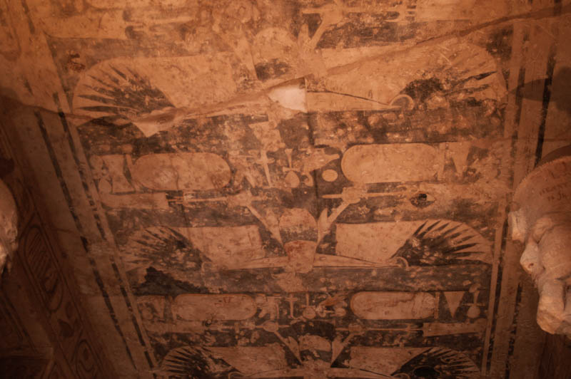 the ceiling is painted with vultures