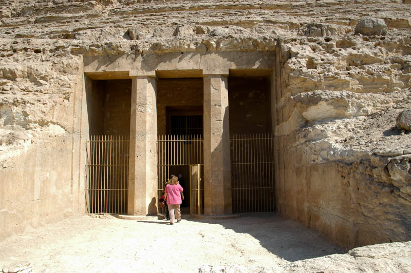 the plain stone portal to a tomb