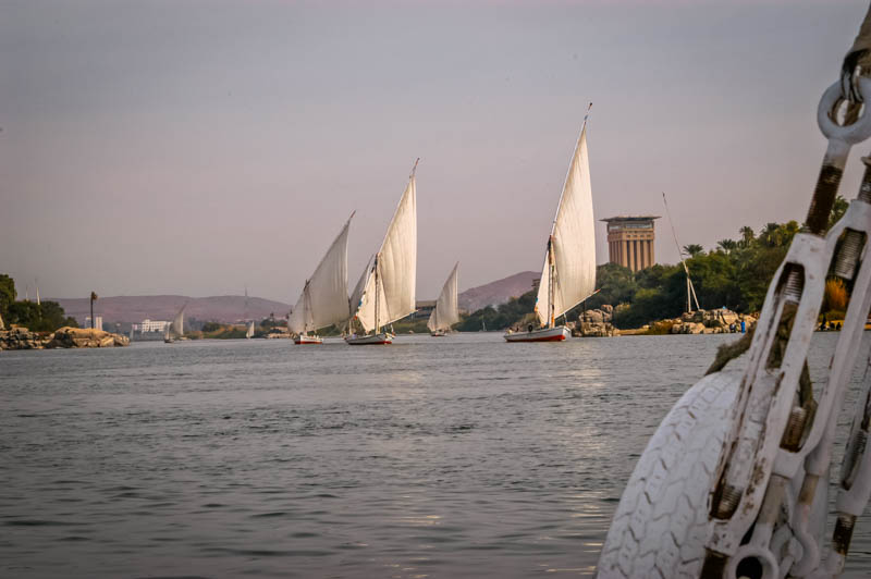 Feluccas on the Nile at Aswan, from our felucca