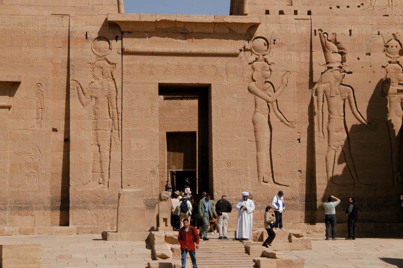 Looking through the main gate and several doorways toward the sanctuary