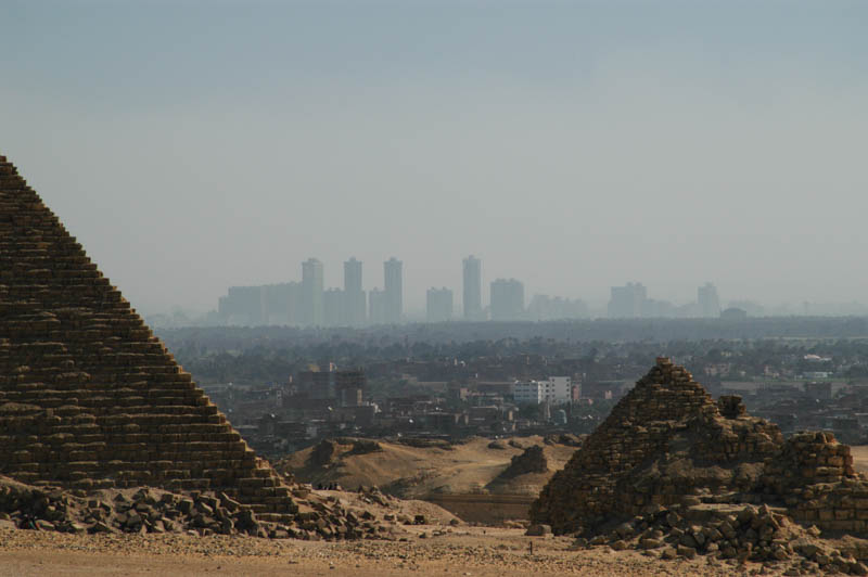 Hazy cairo and the power stations in the distance