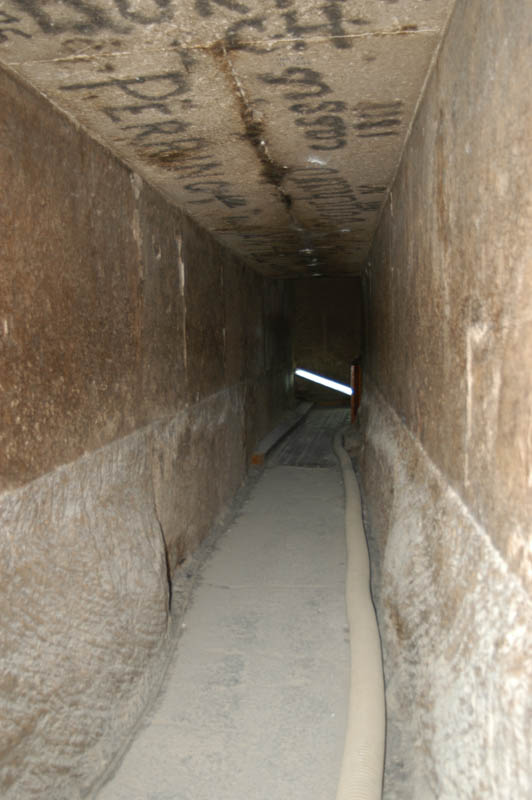 The inner pasage of the Red Pyramid, with grafitti