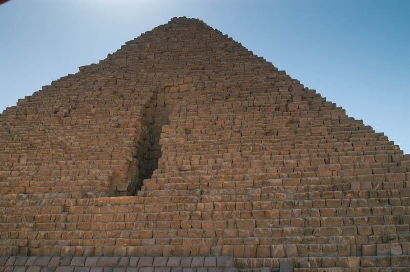 The looters entrance to the pyramid of Menkaure