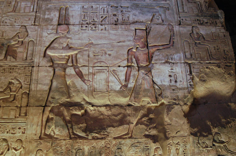 Reliefs in the temple of the god Horus and king Seti