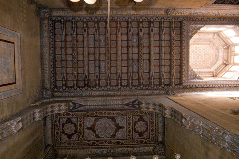 The ornately decorate ceiling in the main hall