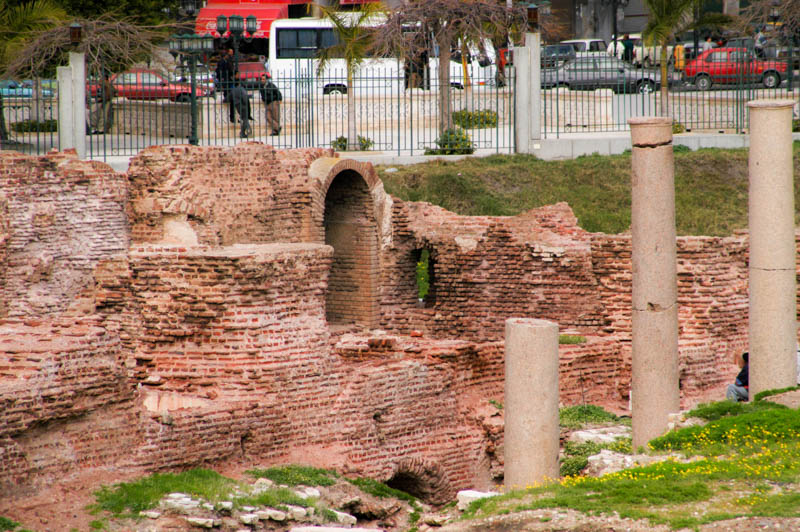brick arches and foundations of the baths