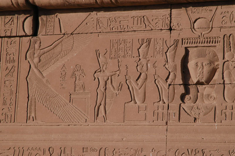 Isis as the protective falcon on the roof of Dendara