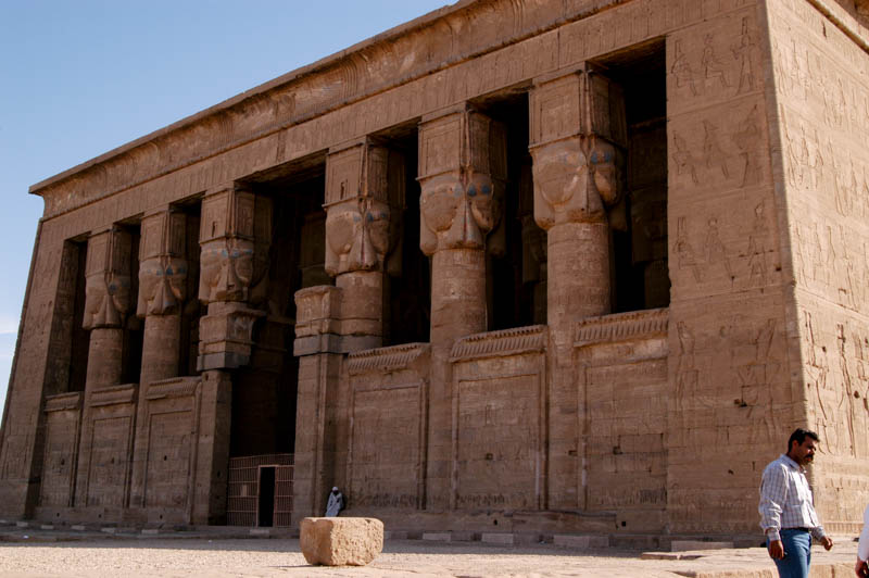 Facade of the Temple of Dendara, with Hathor-headed columns