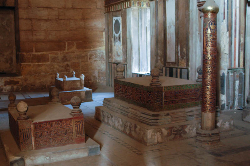 The elaborate coffin in the mausoleum