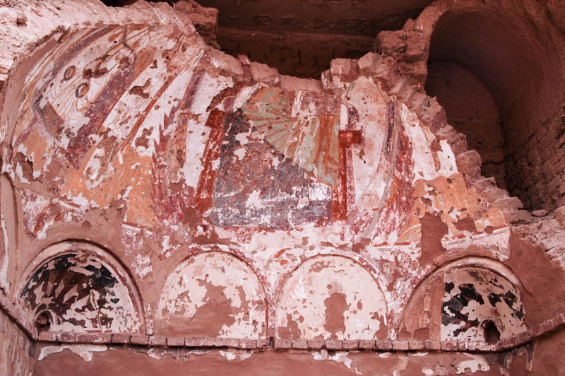 remains of the painted frescoes in the church