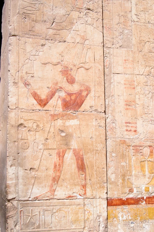Hatshepsut as king, on the outer wall of the courtyard