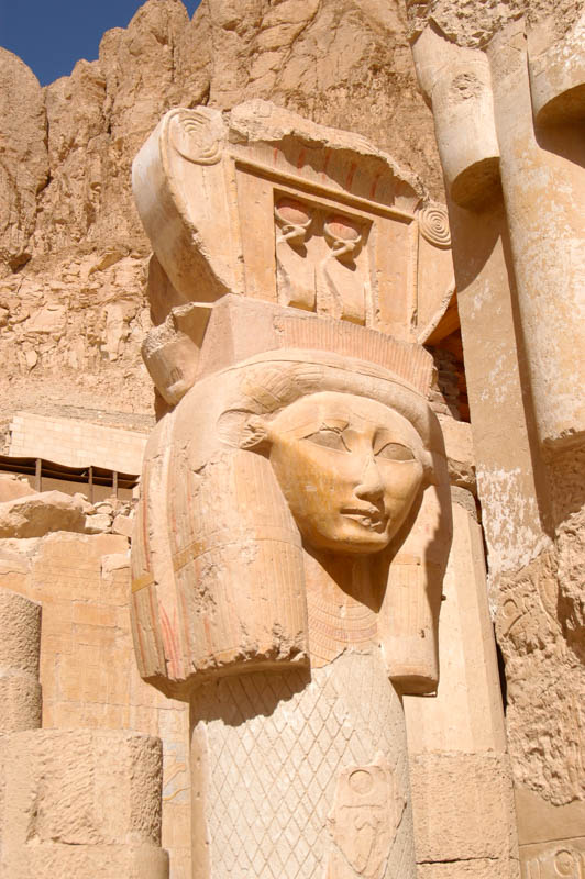 Hathor-headed columns at the Temple of Hatshepsut