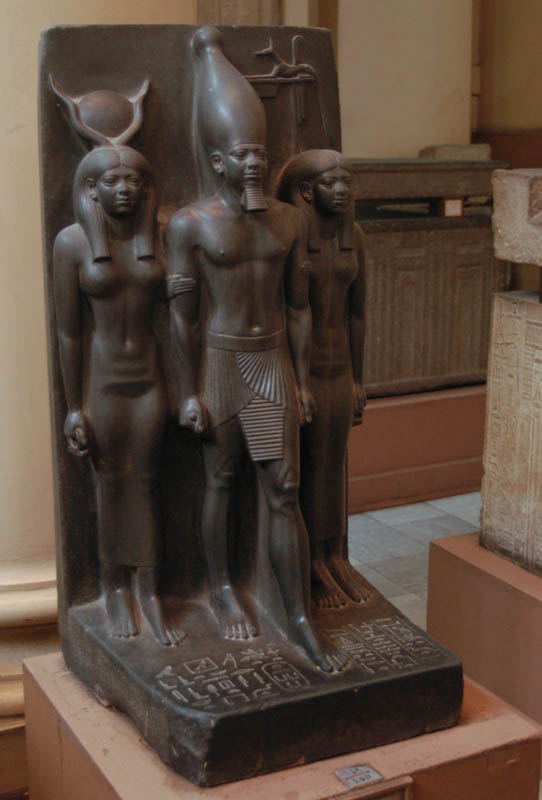 Basalt statues of the Menkaure triad