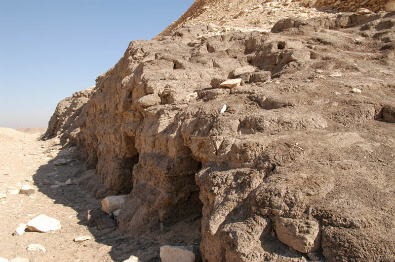 The mudbrick walls of the mastaba