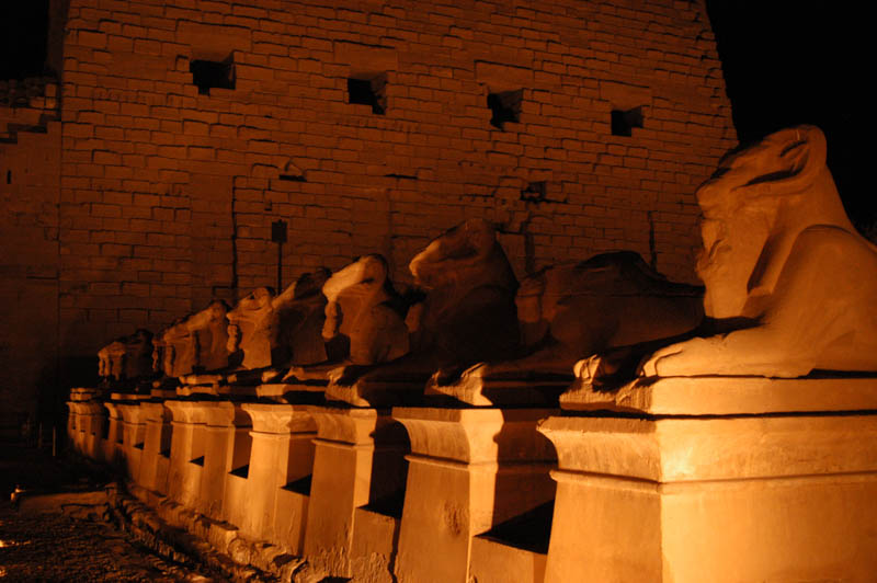 A row of ram-headed sphinxes at Karnak