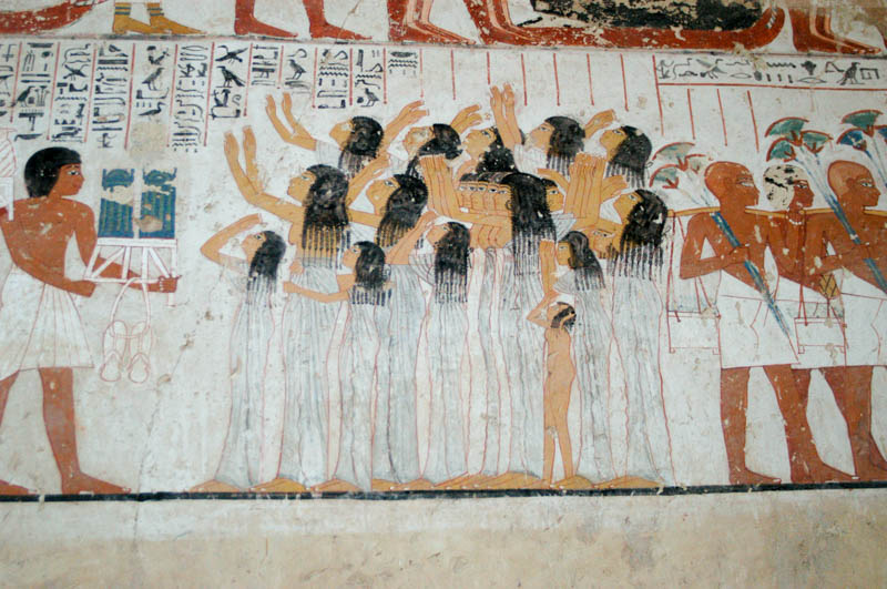 Mourners paintedon the back wall of the tomb of Ramose