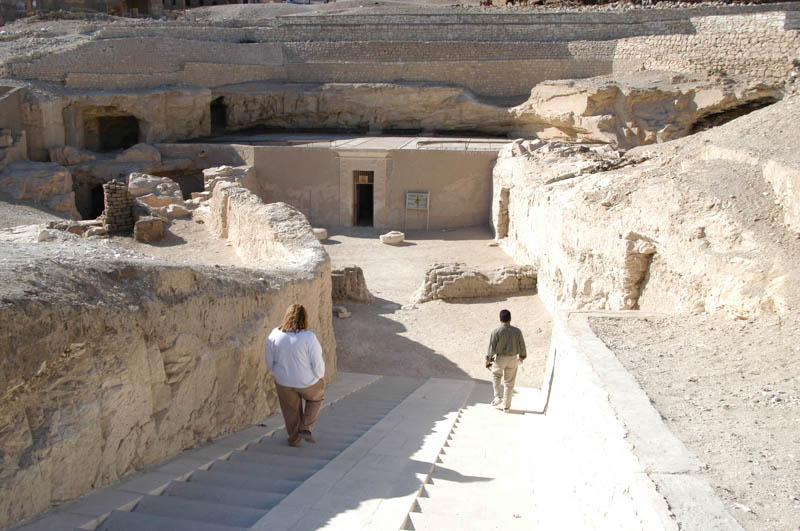 Down into the tomb of Ramose, at Deir el-Medina