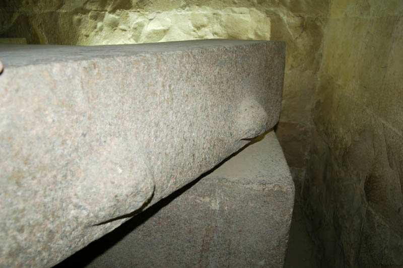 The stone carrying bosses of the granite sarcophagus