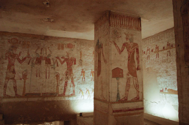 Columns inside the burial chamber of Seti II