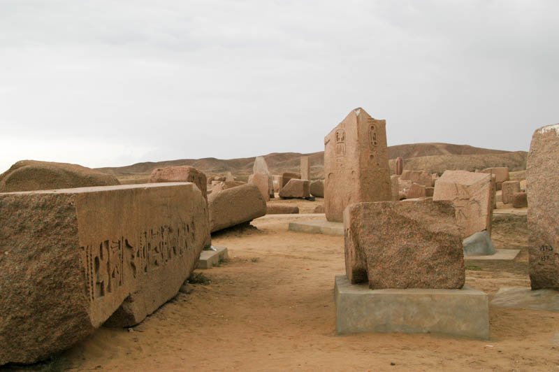 Obelisks, columns, misplaced stones, arranged as an outdoor museum