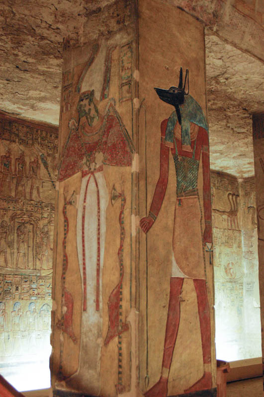 Anubis on one of the square columns