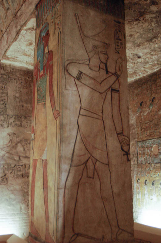 An unfinished column, with a black outline and red corrections