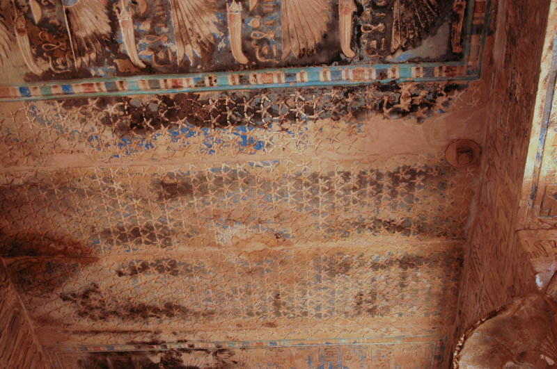 Some paint remains on the ceiling of the temple precinct