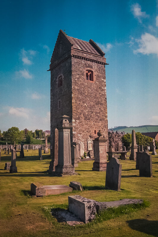 The ruined tower in the Peebles kirkyard