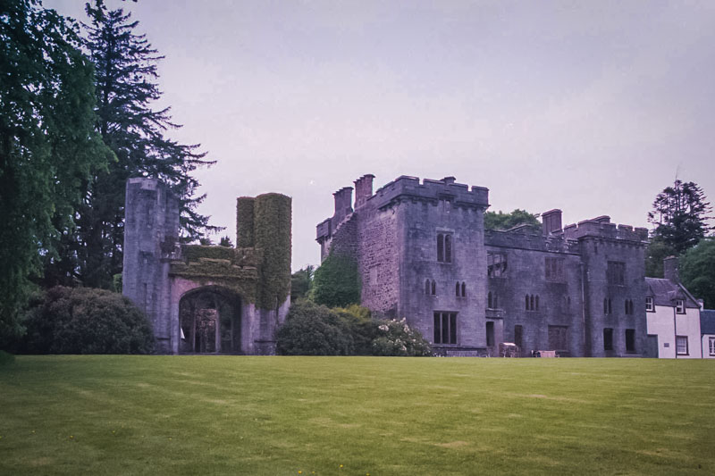 the ruined castle (now clan Donald center) and the folly