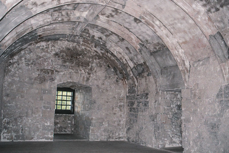 large, barrell-vaulted chamber in the castle tower