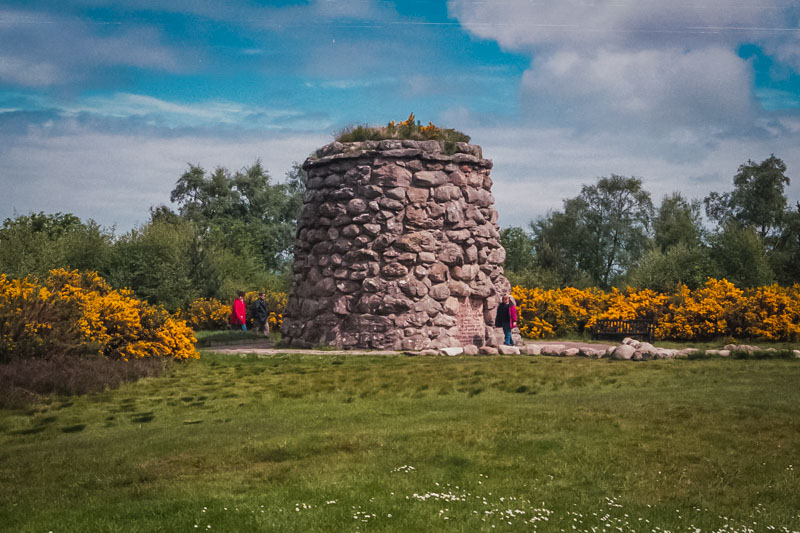 the stone cairn memorializing the dead of Culloden moor