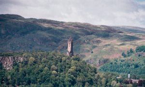 Wallace monument in the sun, from Stirling Castle